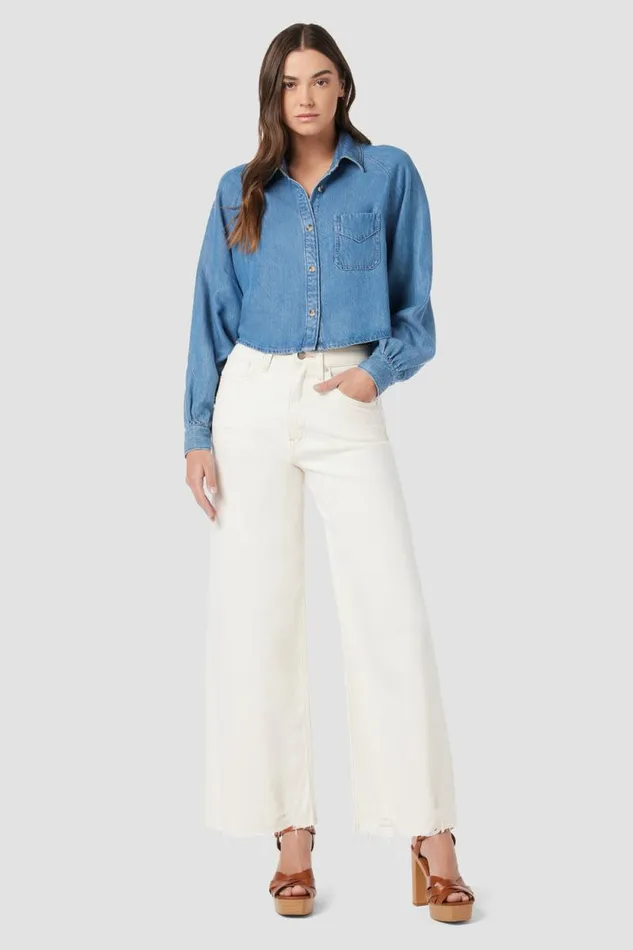 Wide Leg Women Hudson Jeans James HighRise Wide Leg Crop Jean Ecru Destructed Hem Wide Leg Women Hudson Jeans James HighRise Wide Leg Crop Jean Ecru Destructed Hem