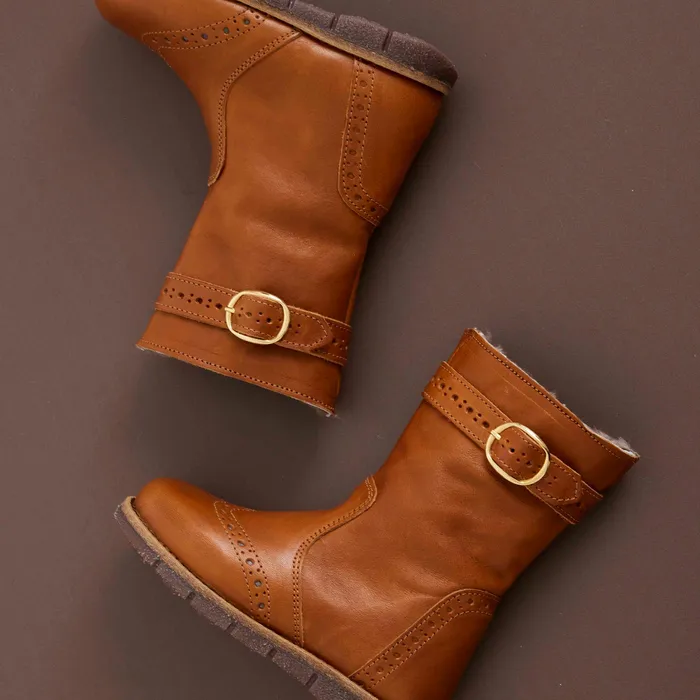 Winter boots bisgaardshoes KIDS noli lamb cognac Brown