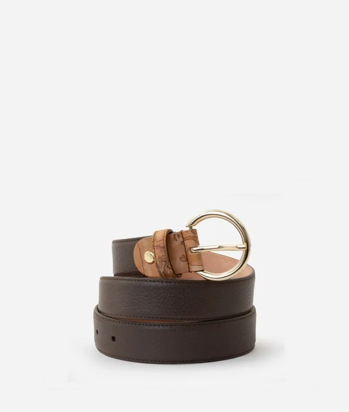 Woman Belts Alviero Martini Universe Leather Belt Dark Taupe