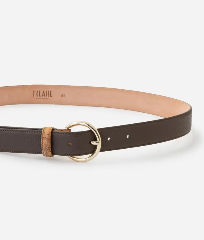 Woman Belts Alviero Martini Universe Leather Belt Dark Taupe