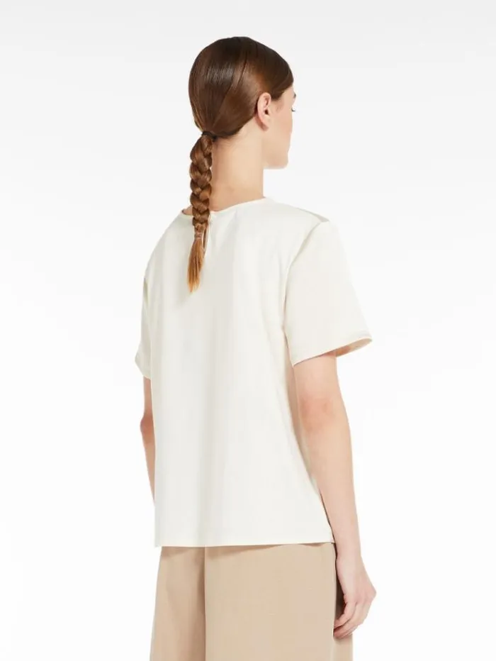 Woman Blouse In Satin And Jersey Ivory Maxmara Tshirts Woman Blouse In Satin And Jersey Ivory Maxmara Tshirts