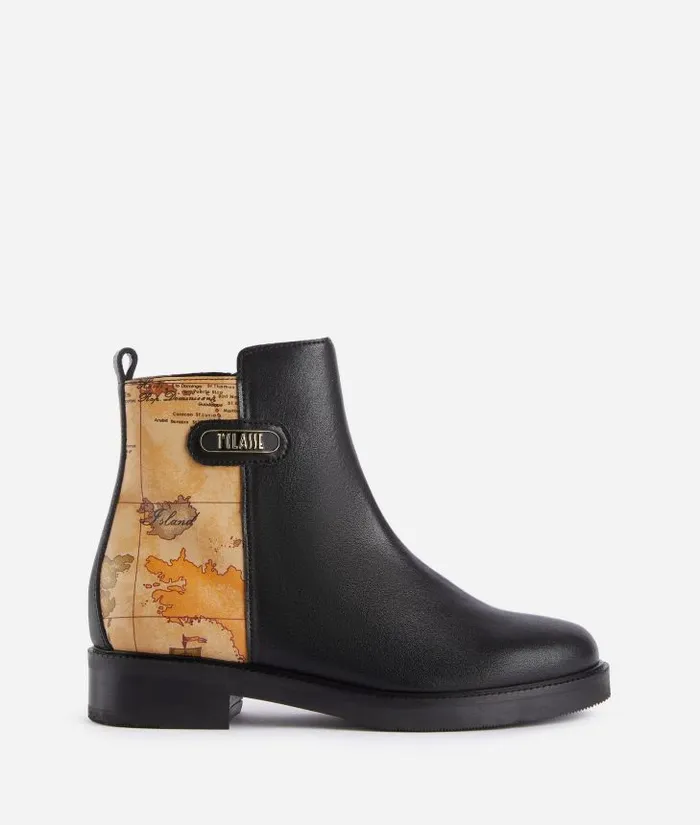 Woman Boots and Booties Alviero Martini Smooth Leather Beatle Boots With Geo Classic Insert Black