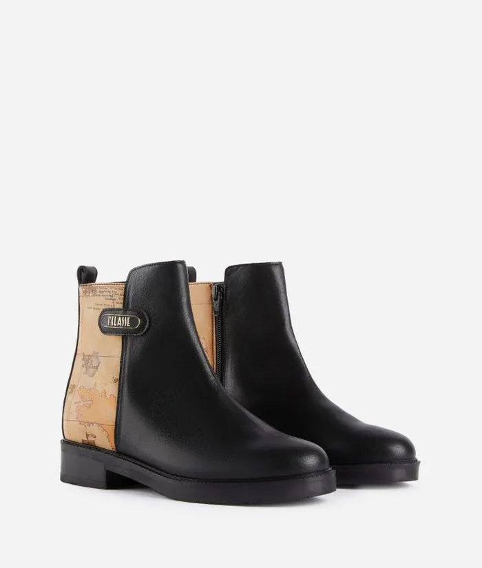 Woman Boots and Booties Alviero Martini Smooth Leather Beatle Boots With Geo Classic Insert Black