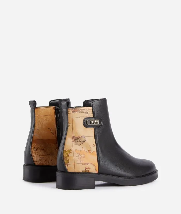 Woman Boots and Booties Alviero Martini Smooth Leather Beatle Boots With Geo Classic Insert Black