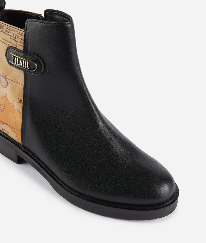 Woman Boots and Booties Alviero Martini Smooth Leather Beatle Boots With Geo Classic Insert Black