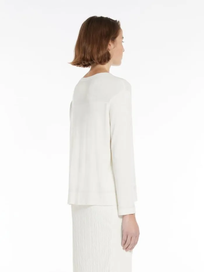 Woman Boxyfit Cotton And Silk Sweater Ivory Maxmara Knitwear And Sweatshirts