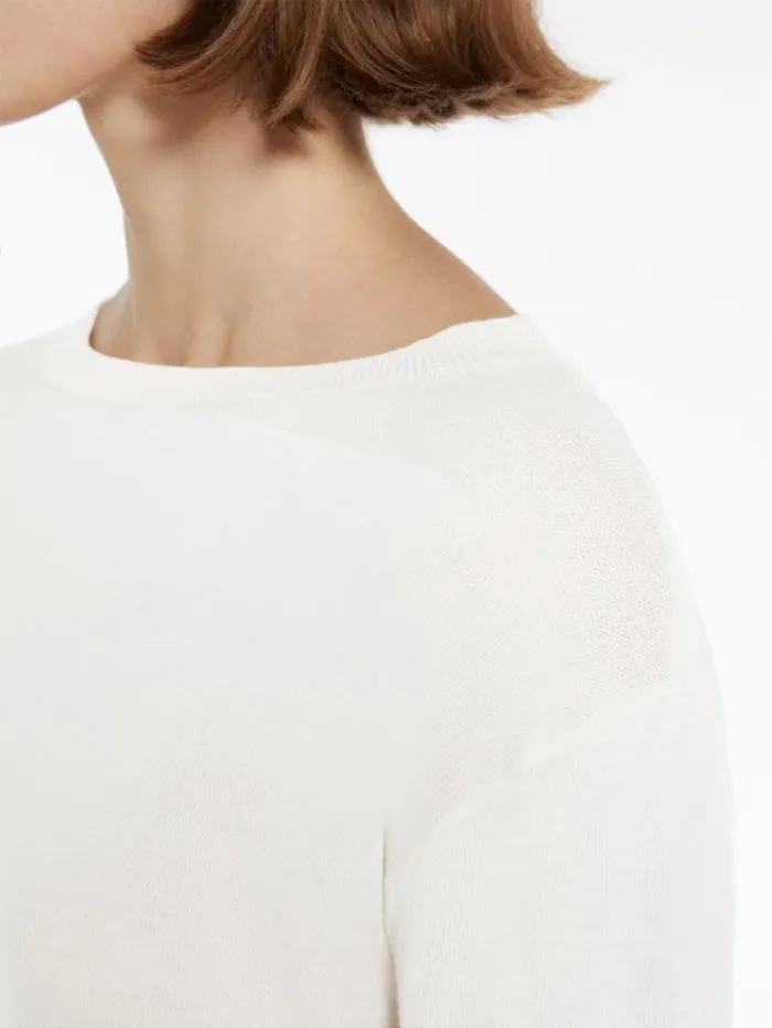 Woman Boxyfit Cotton And Silk Sweater Ivory Maxmara Knitwear And Sweatshirts