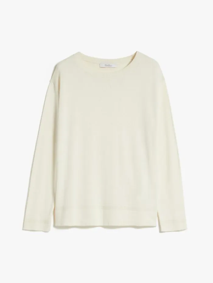 Woman Boxyfit Cotton And Silk Sweater Ivory Maxmara Knitwear And Sweatshirts