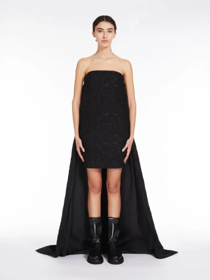 Woman Brocade Jacquard Bustier Dress Black Maxmara Dresses