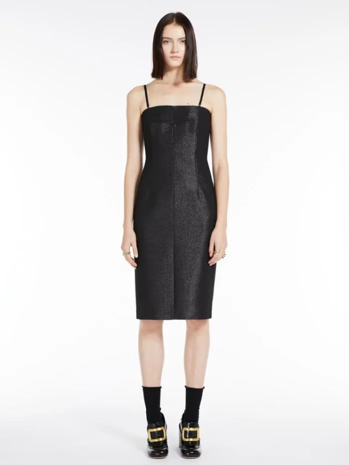 Woman Bustier Dress In Metallic Effect Fabric Black Maxmara Dresses
