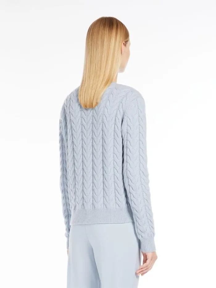 Woman Cable Knit Cashmere Jumper Light Blue Maxmara Knitwear And Sweatshirts Woman Cable Knit Cashmere Jumper Light Blue Maxmara Knitwear And Sweatshirts