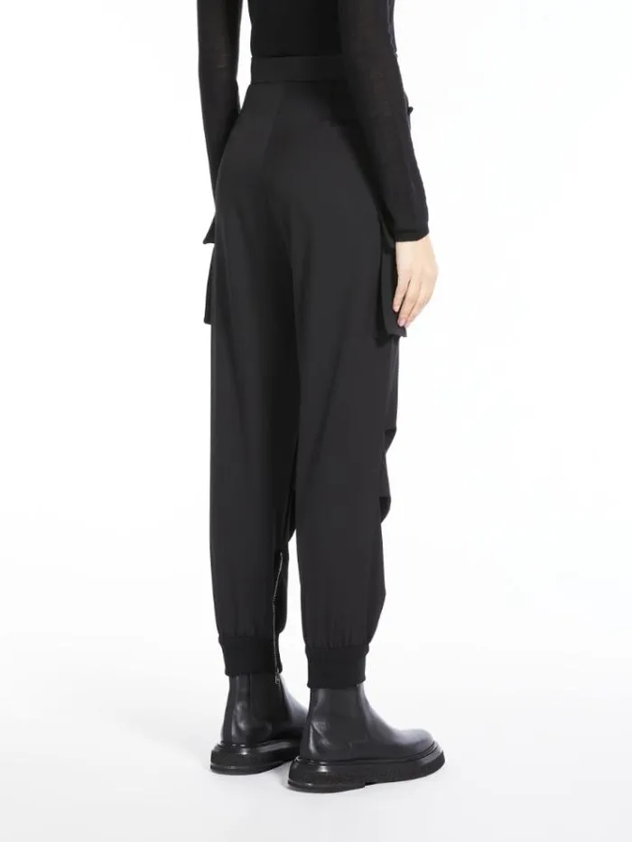 Woman Cargo Trousers In Gabardine Wool Black Maxmara Trousers Woman Cargo Trousers In Gabardine Wool Black Maxmara Trousers
