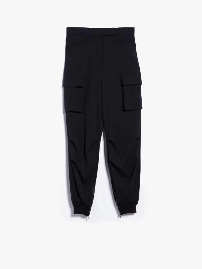 Woman Cargo Trousers In Gabardine Wool Black Maxmara Trousers Woman Cargo Trousers In Gabardine Wool Black Maxmara Trousers