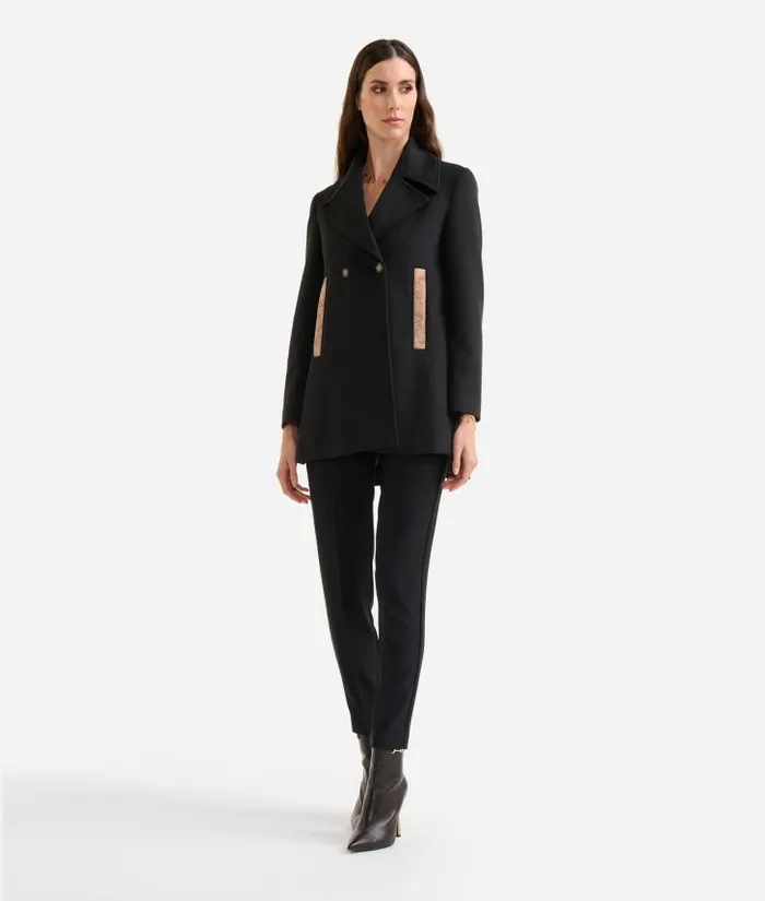 Woman Coats and Jackets Alviero Martini Velour Pea Coat Black