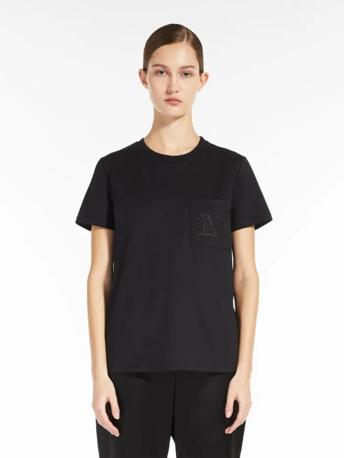 Woman Cotton Jersey Tshirt Black Maxmara Tshirts