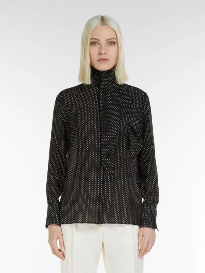 Woman Crepe De Chine Shirt Black Maxmara Shirts And Tops