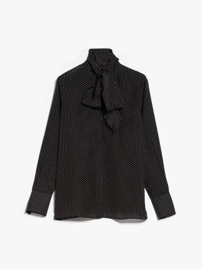 Woman Crepe De Chine Shirt Black Maxmara Shirts And Tops Woman Crepe De Chine Shirt Black Maxmara Shirts And Tops