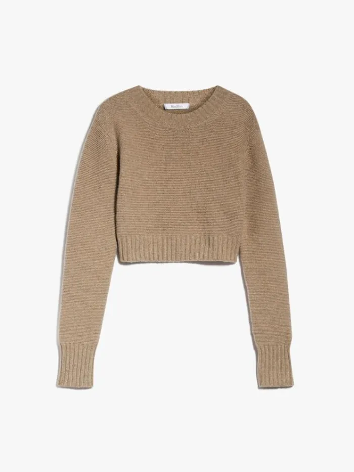 Woman Cropped Cashmere Jumper Sand Maxmara Knitwear And Sweatshirts Woman Cropped Cashmere Jumper Sand Maxmara Knitwear And Sweatshirts