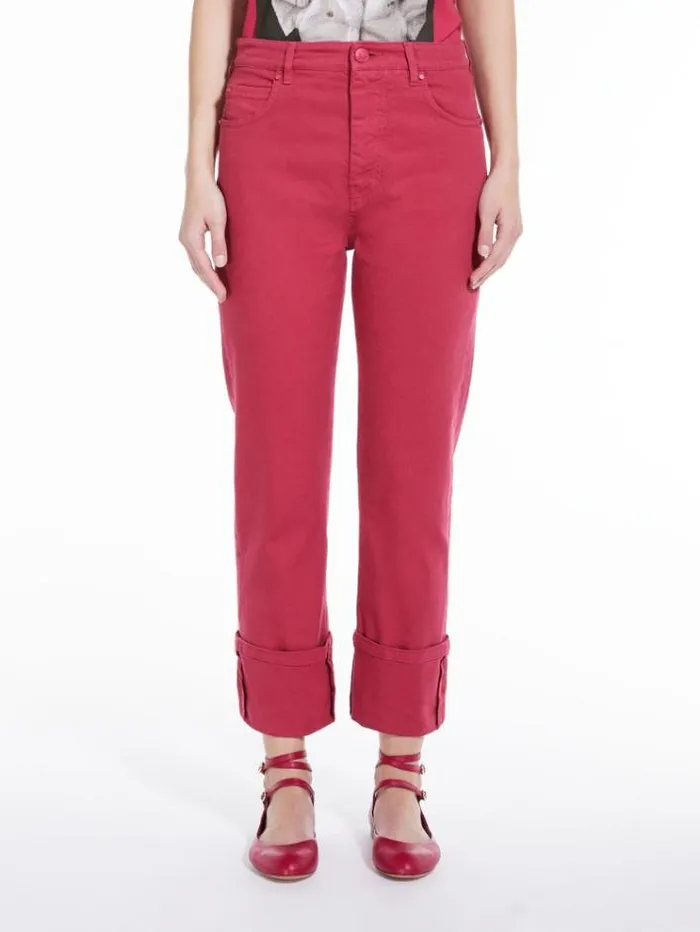 Woman Cropped Jeans In Stretch Bull Raspberry Maxmara Trousers