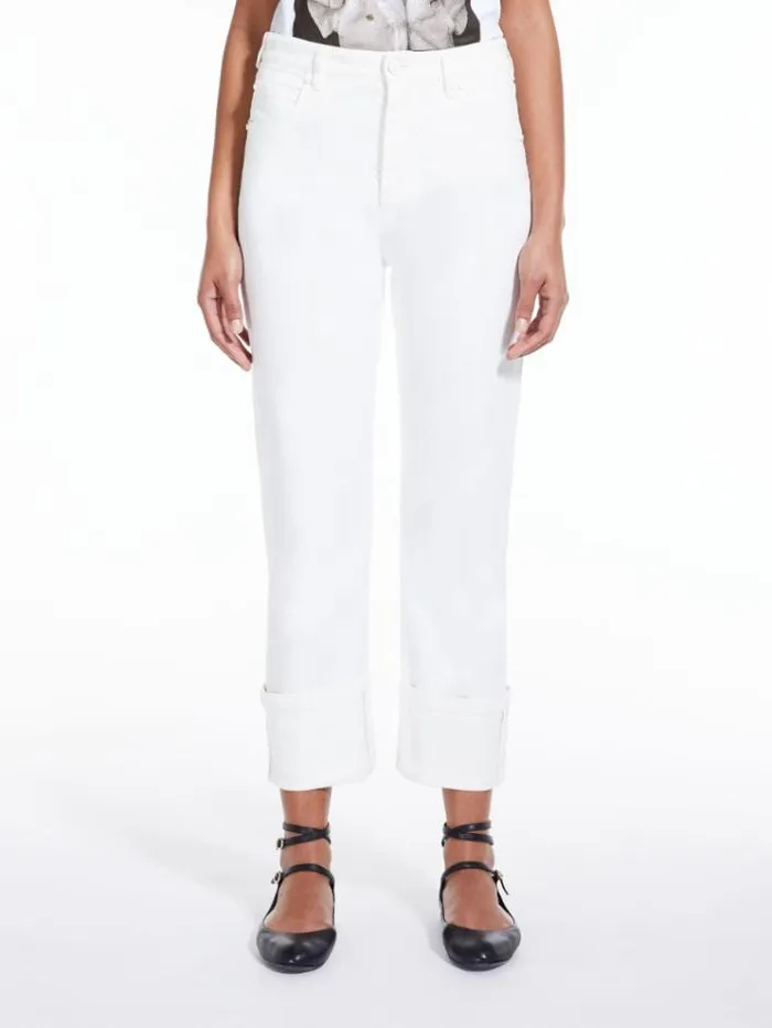 Woman Cropped Jeans In Stretch Bull White Maxmara Trousers