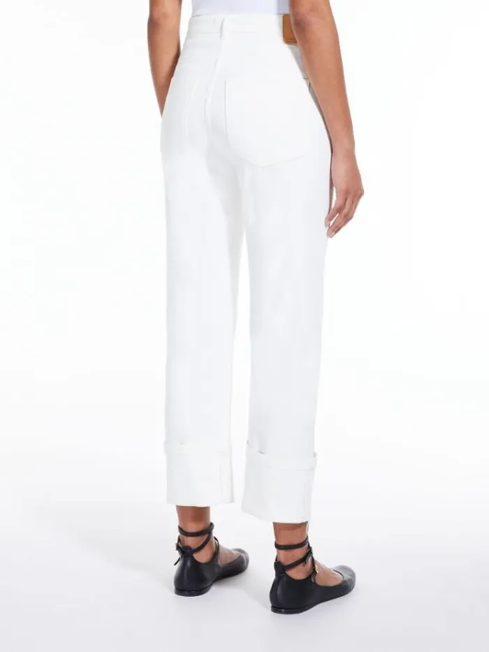 Woman Cropped Jeans In Stretch Bull White Maxmara Trousers Woman Cropped Jeans In Stretch Bull White Maxmara Trousers