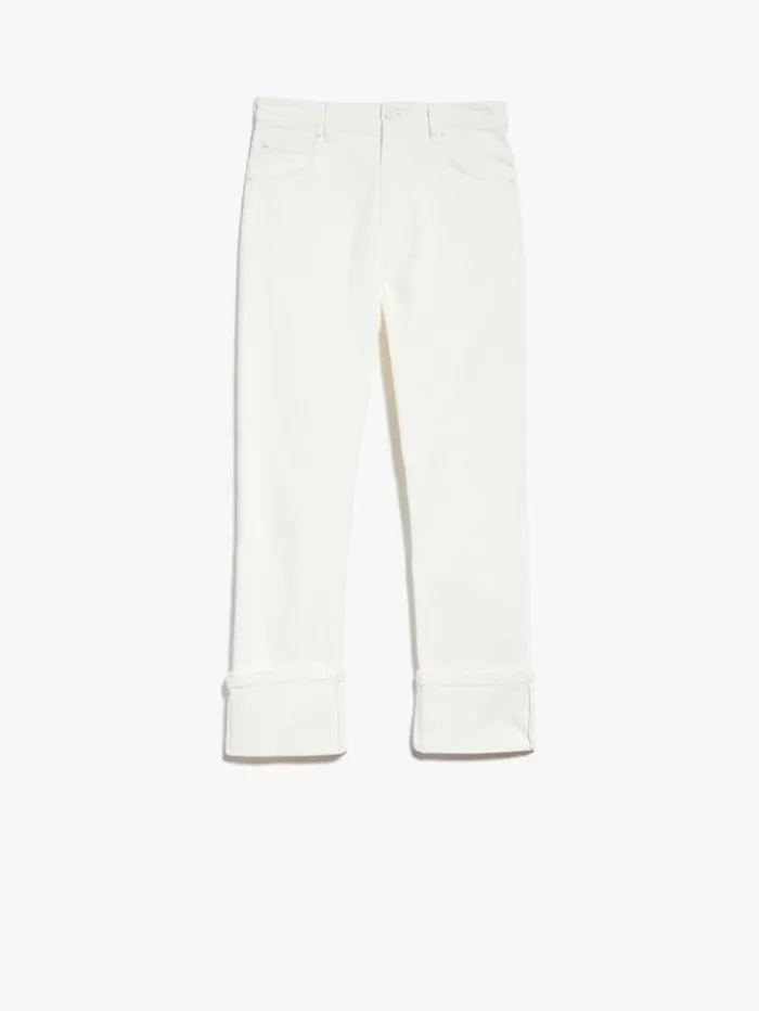 Woman Cropped Jeans In Stretch Bull White Maxmara Trousers Woman Cropped Jeans In Stretch Bull White Maxmara Trousers