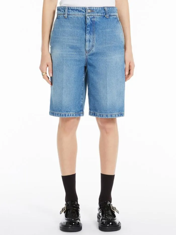 Woman Denim Bermuda Shorts Cornflower Blue Maxmara Trousers