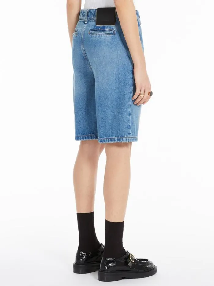 Woman Denim Bermuda Shorts Cornflower Blue Maxmara Trousers Woman Denim Bermuda Shorts Cornflower Blue Maxmara Trousers