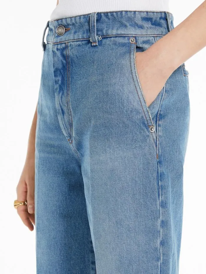 Woman Denim Bermuda Shorts Cornflower Blue Maxmara Trousers Woman Denim Bermuda Shorts Cornflower Blue Maxmara Trousers