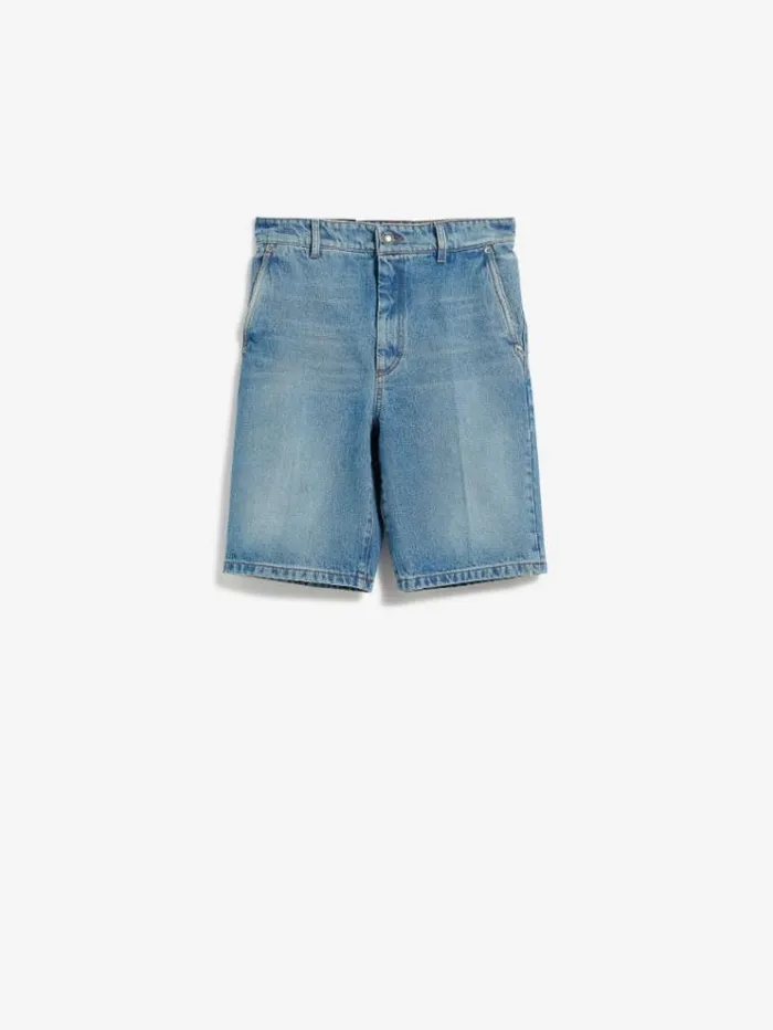Woman Denim Bermuda Shorts Cornflower Blue Maxmara Trousers Woman Denim Bermuda Shorts Cornflower Blue Maxmara Trousers