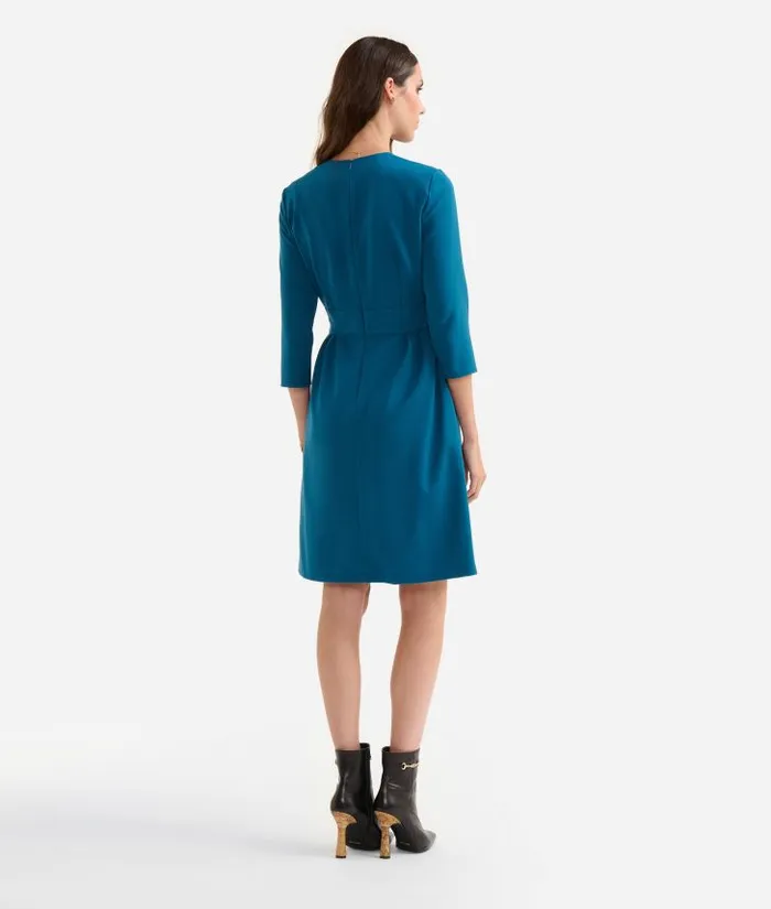 Woman Dresses Alviero Martini Stretch Fabric Dress With Jewel Belt Prussian Blue