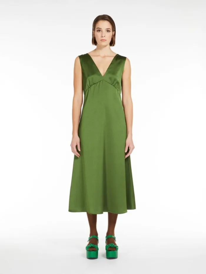 Woman Flared Satin Dress Green Maxmara Dresses