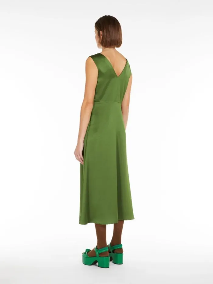 Woman Flared Satin Dress Green Maxmara Dresses Woman Flared Satin Dress Green Maxmara Dresses