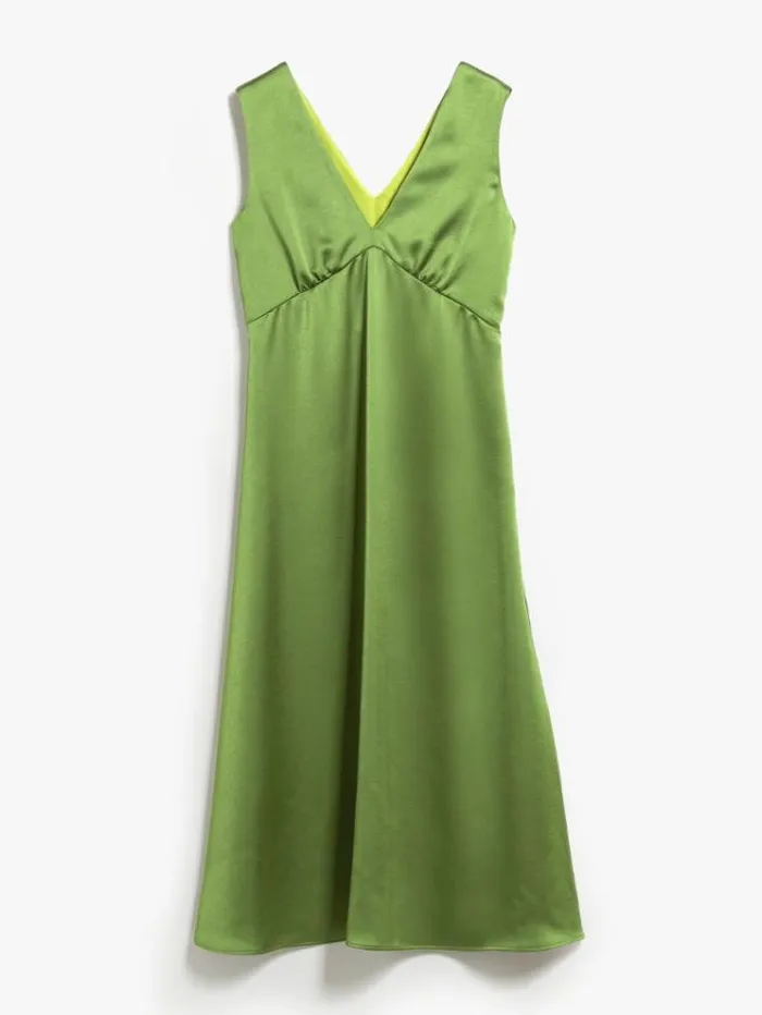 Woman Flared Satin Dress Green Maxmara Dresses Woman Flared Satin Dress Green Maxmara Dresses