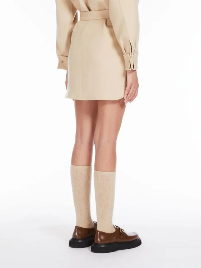 Woman Ivory Camel Colour Mini Skirt Beige Maxmara Skirts Woman Ivory Camel Colour Mini Skirt Beige Maxmara Skirts