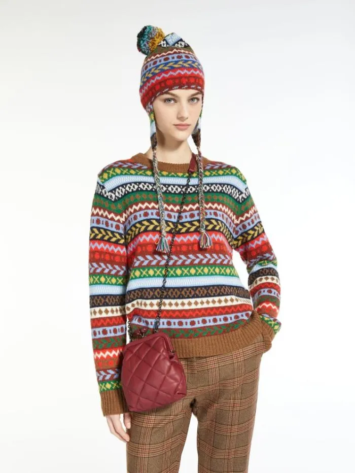 Woman Jacquard Alpaca And Wool Sweater Red Maxmara Knitwear And Sweatshirts Woman Jacquard Alpaca And Wool Sweater Red Maxmara Knitwear And Sweatshirts