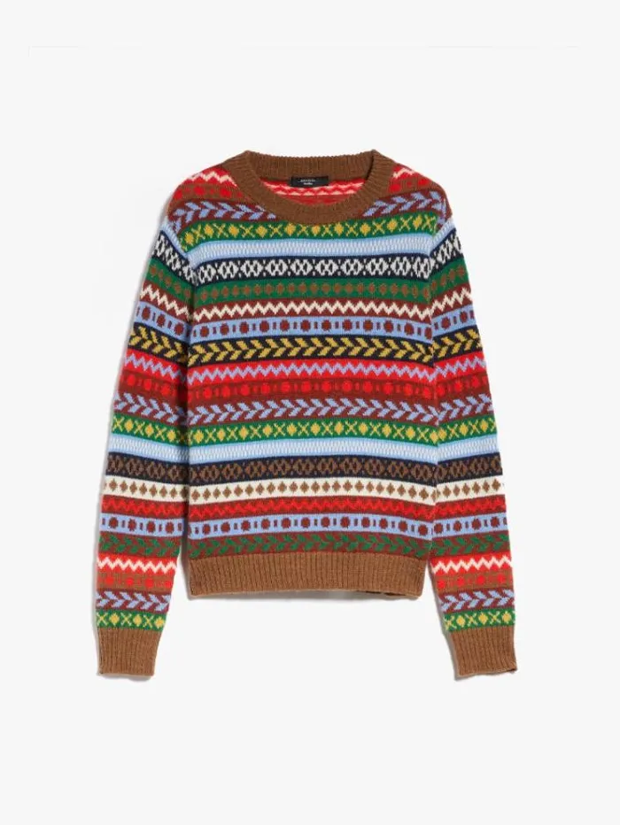 Woman Jacquard Alpaca And Wool Sweater Red Maxmara Knitwear And Sweatshirts Woman Jacquard Alpaca And Wool Sweater Red Maxmara Knitwear And Sweatshirts
