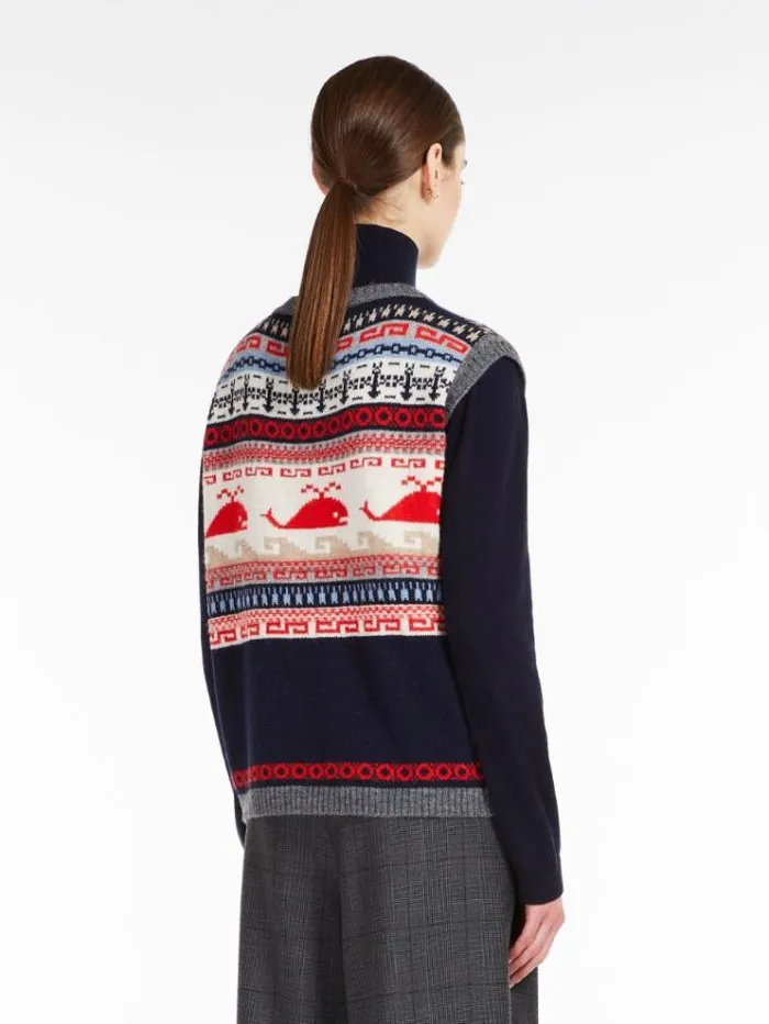 Woman Jacquardknit Wool And Alpaca Gilet Red Maxmara Knitwear And Sweatshirts Woman Jacquardknit Wool And Alpaca Gilet Red Maxmara Knitwear And Sweatshirts