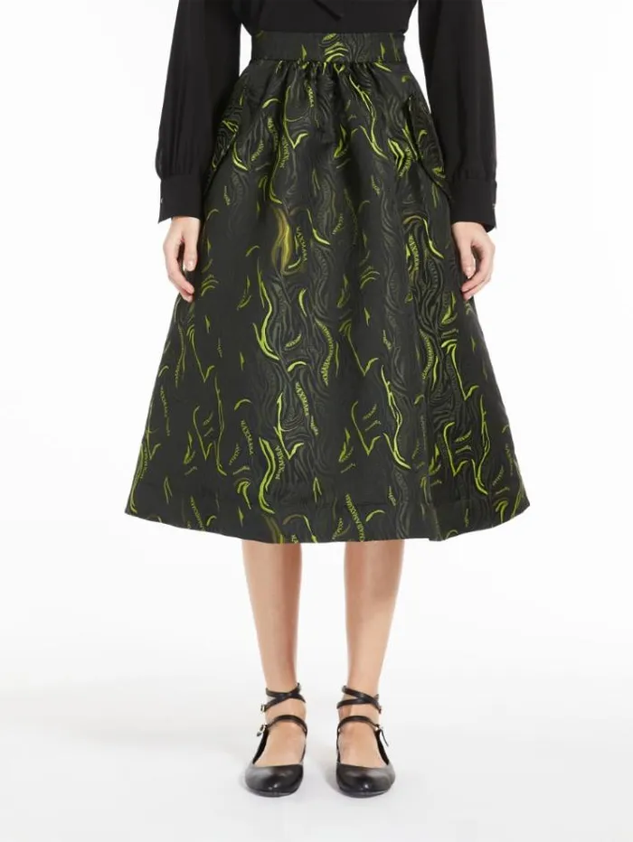 Woman Jacquard Midi Skirt Black Maxmara Skirts