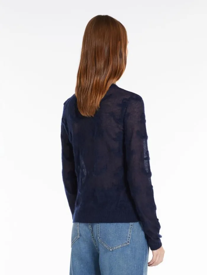 Woman Jacquard Mohair Gauze Cardigan Navy Maxmara Knitwear And Sweatshirts Woman Jacquard Mohair Gauze Cardigan Navy Maxmara Knitwear And Sweatshirts