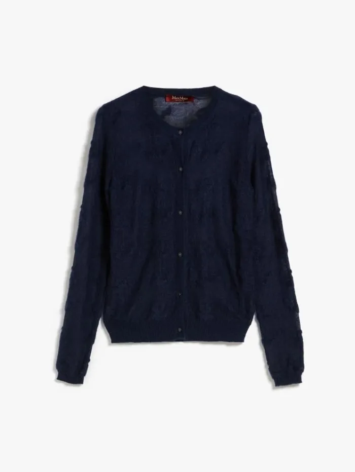 Woman Jacquard Mohair Gauze Cardigan Navy Maxmara Knitwear And Sweatshirts Woman Jacquard Mohair Gauze Cardigan Navy Maxmara Knitwear And Sweatshirts