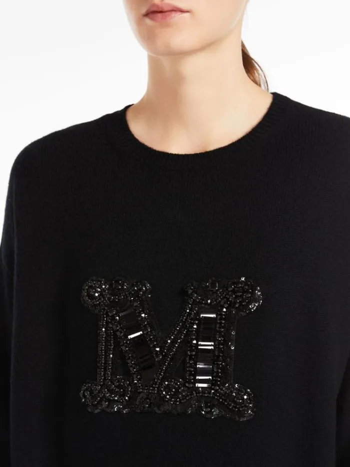 Woman Jewel Embroidered Cashmere Jumper Black Maxmara Knitwear And Sweatshirts Woman Jewel Embroidered Cashmere Jumper Black Maxmara Knitwear And Sweatshirts