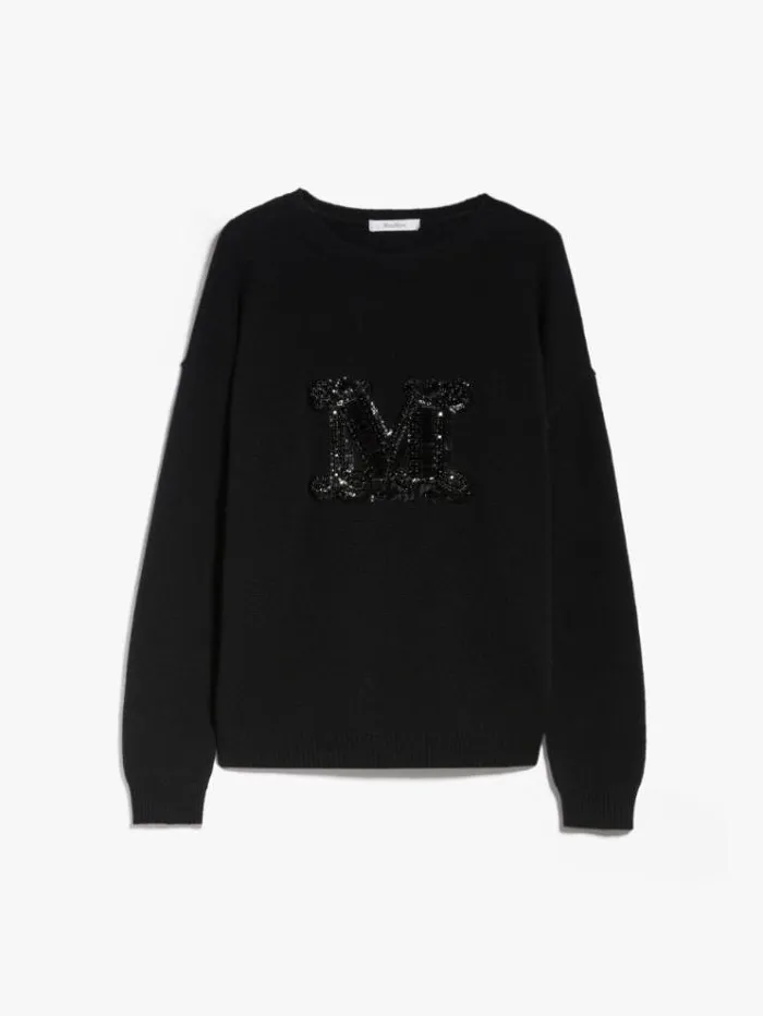 Woman Jewel Embroidered Cashmere Jumper Black Maxmara Knitwear And Sweatshirts Woman Jewel Embroidered Cashmere Jumper Black Maxmara Knitwear And Sweatshirts