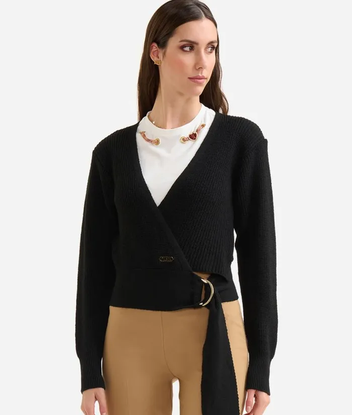 Woman Knitwears Shirts and Tops Alviero Martini WoolAlpaca Blend Yarn CacheCoeur Sweater Black
