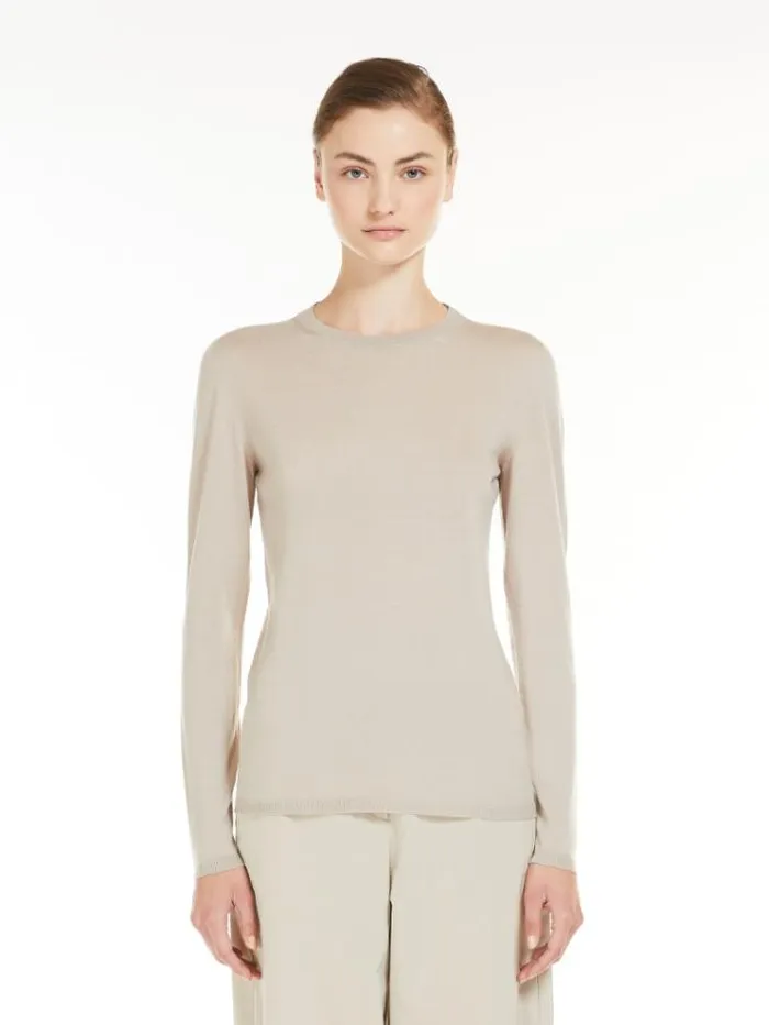 Woman Lightweight Wool Jumper Sand Maxmara Knitwear And Sweatshirts
