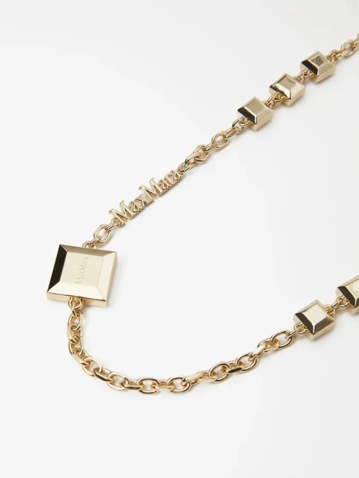 Woman Long Chain Necklace With Logo Gold Maxmara Jewelry