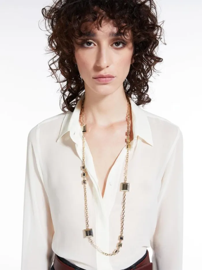Woman Long Chain Necklace With Logo Gold Maxmara Jewelry Woman Long Chain Necklace With Logo Gold Maxmara Jewelry