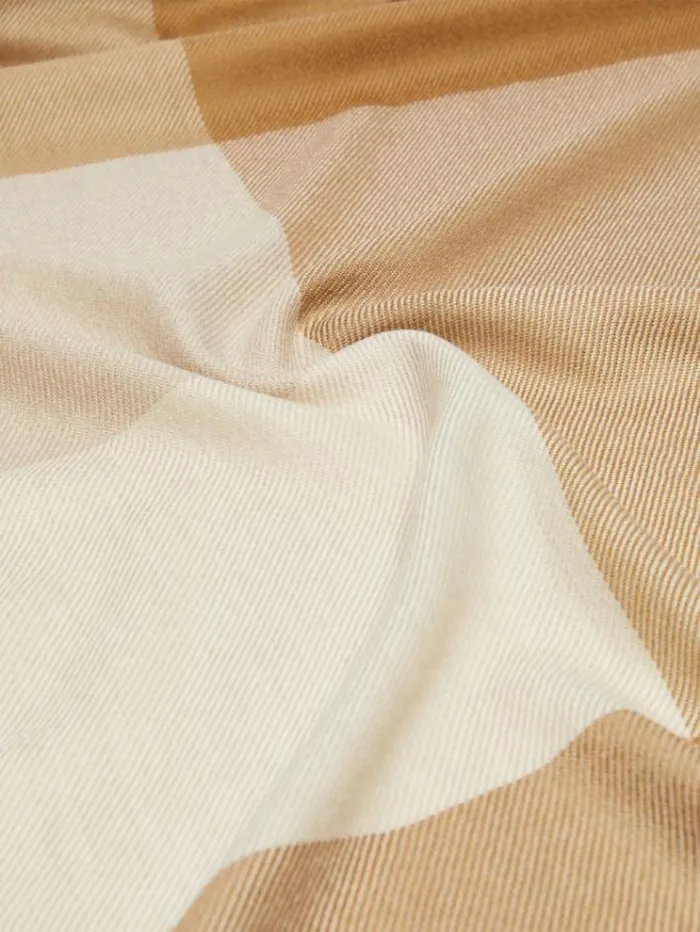 Woman Macro Check Wool Stole Camel Maxmara Scarves And Foulards