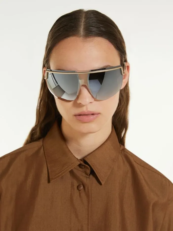 Woman Mask Sunglasses Beige Maxmara Eyewear Woman Mask Sunglasses Beige Maxmara Eyewear