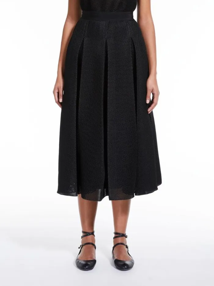 Woman Midi Skirt In Mesh Effect Jersey Black Maxmara Skirts